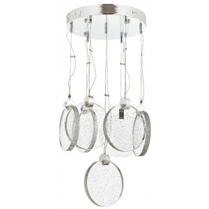 METAL LED and GLASS CHROME PLATED CHANDELIER 50 CM DIAMETER LOAD: 90 CM